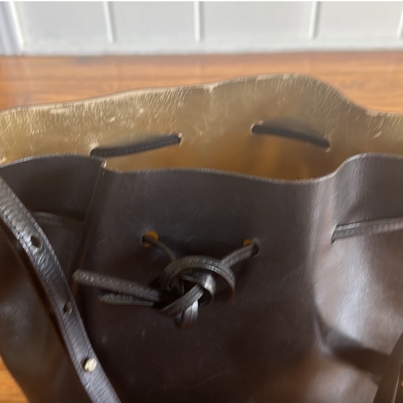 SOLD❤️ MANSUR GAVRIEL Large Leather Bucket Bag Black Gold w/ Wristlet Pouch - Picture 9 of 14